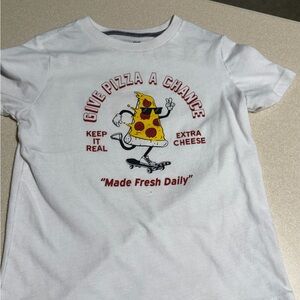 Old Navy White Tee with Pizza Graphic